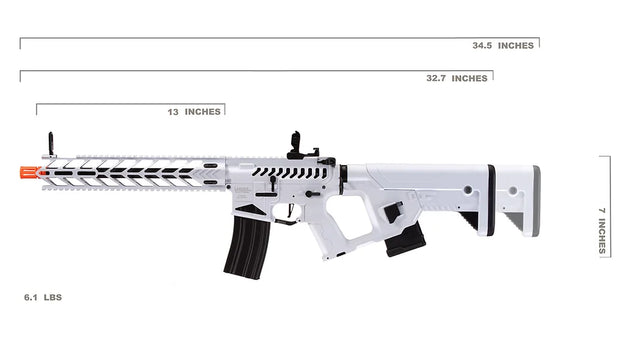 Lancer Tactical Airsoft Gun 370 - 395 FPS Enforcer Night Wing Skeleton AEG w/ Alpha Stock (White)