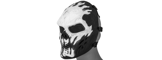 Ac-319J Villain Mesh Face Mask (White Flames) Airsoft Gun / Accessories