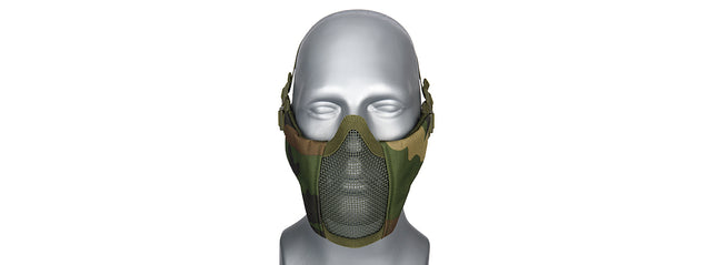 Ac-642W Wosport Steel Mesh Nylon Lower Face Mask (Woodland) Airsoft Gun / Accessories