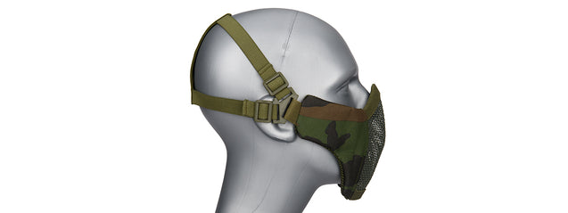 Ac-642W Wosport Steel Mesh Nylon Lower Face Mask (Woodland) Airsoft Gun / Accessories