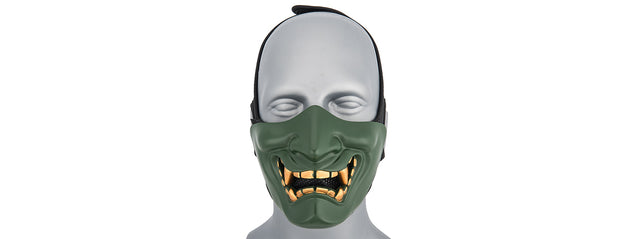 Ac-883G Yokai Ogre Half Face Mask W/ Soft Padding (Green/Gold) Airsoft Gun / Accessories