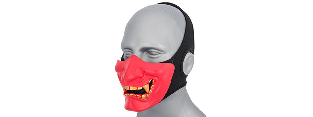 G-Force Yokai Ogre Half Face Mask W/ Soft Padding (Red/Gold)