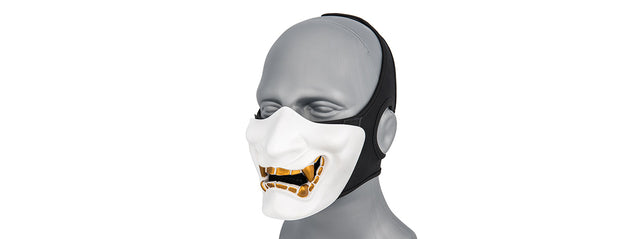 Ac-883W Yokai Ogre Half Face Mask W/ Soft Padding (White/Gold) Airsoft Gun / Accessories