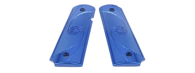 Airsoft Masterpiece Aluminum Airsoft 1911 Type 2 Pistol Grip Plates (BLUE)