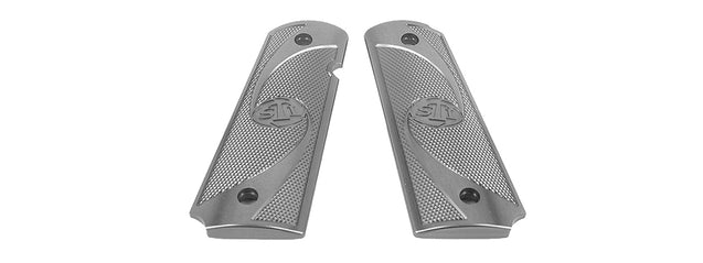 Airsoft Masterpiece STI Styled 1911 Aluminum Grip Plate Type 2 (TITANIUM GRAY)