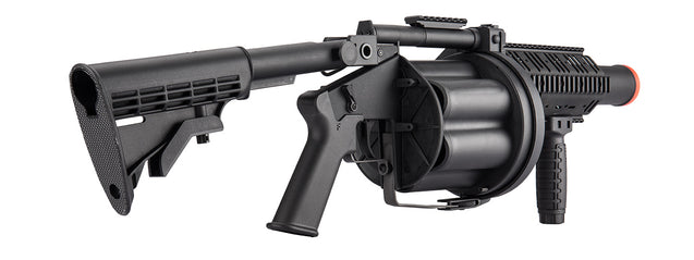 ICS MGL Long Barrel Airsoft 6-Round Revolving Grenade Launcher w/ Rail Attachment System (Color: Black)