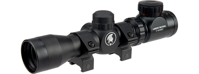 Lancer Tactical 2-6x Tactical Rifle Scope with Red/Green Illumination (Color: Black)