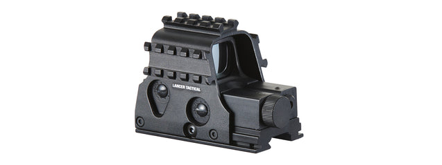 Lancer Tactical 3-Railed Green Dot Sight with Red Laser (Color: Black)