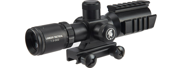 Lancer Tactical 1.5-5x32 Variable Zoom Adjustable Illuminated Rifle Scope (Color: Black)