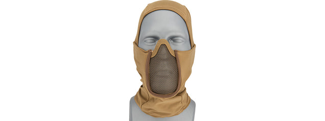 Lancer Tactical Shadow Warrior Hood Mesh Balaclava Face Mask (Color: Tan) Airsoft Gun / Accessories