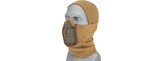 Lancer Tactical Shadow Warrior Hood Mesh Balaclava Face Mask (Color: Tan) Airsoft Gun / Accessories