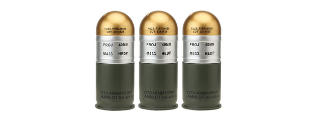 Airsoft M433 HEDP 40mm Dummy Grenades (Pack of 3)