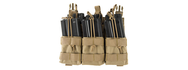 Lancer Tactical Adaptive Hook And Loop Triple Dual Mag Pouch (Tan)