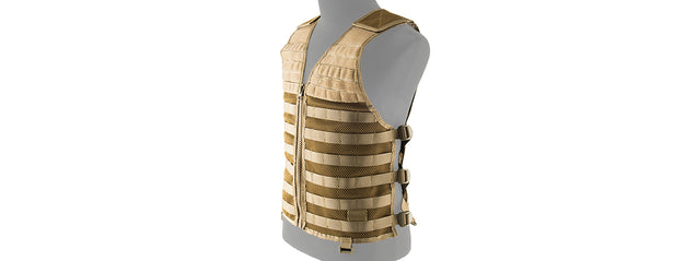 Lancer Tactical Breathable Molle/Pals Adjustable Mesh Vest (Tan) Airsoft Gun Accessories