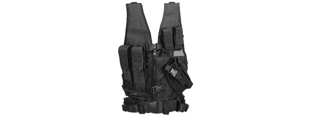 Ca-310Kbn Nylon Youth Size Cross Draw Vest W/Holster (Blk)