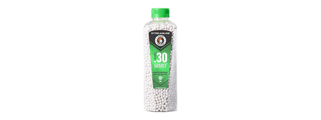 Lancer Tactical 5050 Round 0.30g Streamline Competition Grade Bio BB Bottle (Color: White)