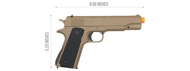 Ge3003T M1911 W/ Metal Slide Airsoft Spring Pistol (Tan)
