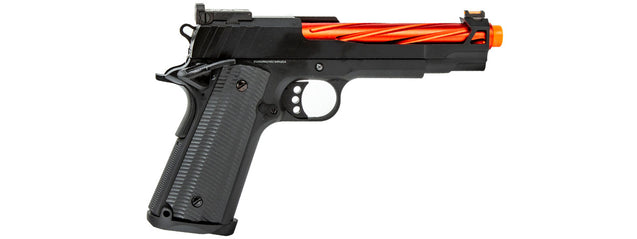 Golden Eagle 3363 1911 Gas Blowback Pistol w/ Open Slide (Color: Black / Red Barrel) Airsoft Gun Pistol