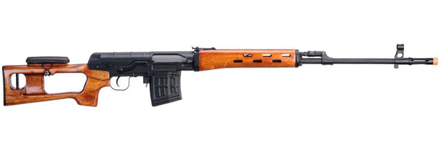 A&K SVD Dragunov Spring Powered Airsoft Gun Sniper Rifle w/ Fixed Sportsman Stock (Color: Wood)