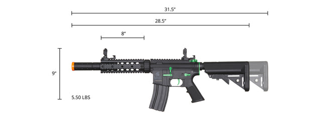 Airsoft Gun Lancer Tactical Gen 2 M4 SD Carbine Airsoft AEG Rifle with Mock Suppressor (Color: Black / Green)