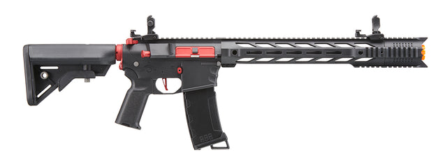 Lancer Tactical Gen 3 M4 SPR Interceptor Airsoft AEG Rifle Gun with Red Accents (Color: Black)