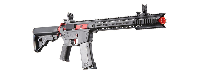 Lancer Tactical Gen 3 M4 SPR Interceptor Airsoft AEG Rifle Gun with Red Accents (Color: Black)