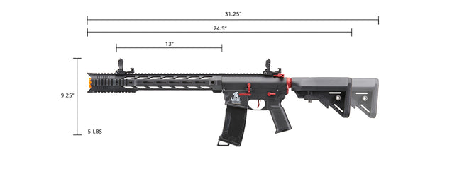 Lancer Tactical Gen 3 M4 SPR Interceptor Airsoft AEG Rifle Gun with Red Accents (Color: Black)