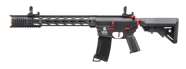 Lancer Tactical Gen 3 M4 SPR Interceptor Airsoft AEG Rifle Gun with Red Accents (Color: Black)