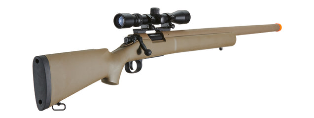 Lancer Tactical High FPS M24 Bolt Action Spring Powered Sniper Rifle w/ Scope (Color: Tan)