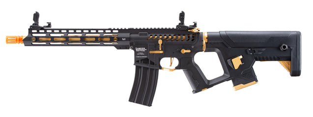 Lancer Tactical Airsoft Gun 330 - 350 FPS Enforcer Blackbird Skeleton AEG w/ Alpha Stock (Black and Gold)