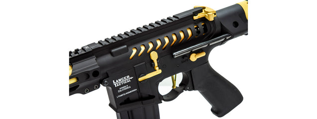 Airsoft Gun Lancer Tactical Enforcer Gen 2 Battle Hawk 4" PDW AEG (Color: Black / Gold)