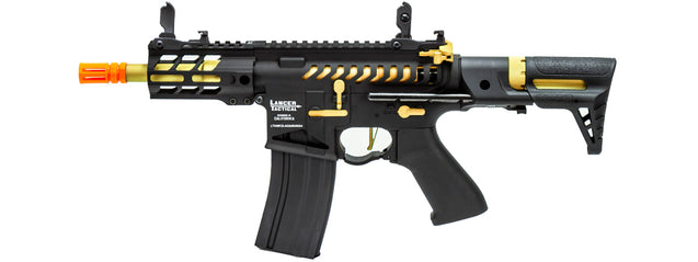 Airsoft Gun Lancer Tactical Enforcer Gen 2 Battle Hawk 4" PDW AEG (Color: Black / Gold)