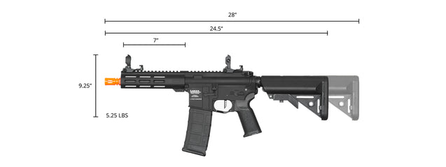 Airsoft Gun Lancer Tactical Viking 7" M-LOK Proline Series M4 Airsoft Rifle w/ Crane Stock (Color: Black)