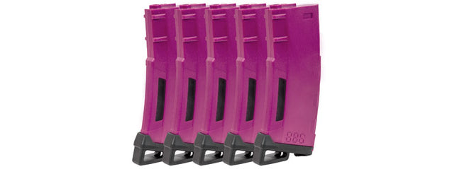 Lancer Tactical 130 Round High Speed Mid-Cap Magazine Pack of 5 (Color: Purple)