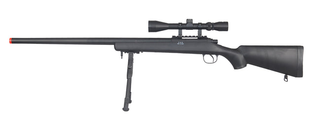 Uk Arms Airsoft Vsr-10 Bolt Action Rifle W/ Scope & Bipod - Black Airsoft Gun Rifles