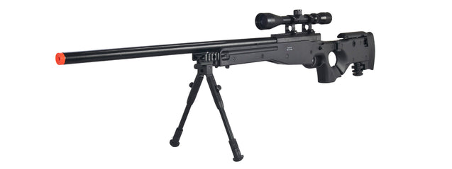 Well Mb08Bab L96 Awp Bolt Action Rifle W/Folding Stock Bipod & Scope (Color: Black) Airsoft Gun Rifles