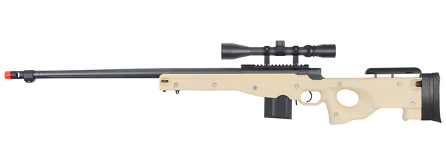 Well Airsoft Bolt Action Rifle W/ Fluted Barrel And Scope - Tan Airsoft Gun Rifles