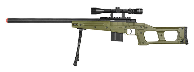 Mb4408D Mk96 Covert Airsoft Sniper Rifle W/ Scope & Bipod (Od Green)