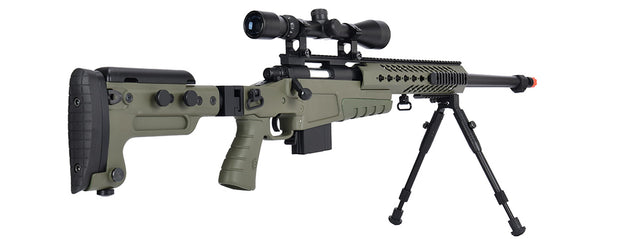 WellFire MB4418-3 Bolt Action Airsoft Sniper Rifle w/ Scope & Bipod (OD GREEN)