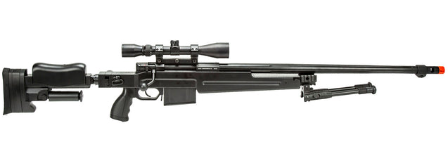 WellFire MBG86B Bolt Action Gas Powered Airsoft Sniper Rifle w/ Scope and Bipod (Color: Black)