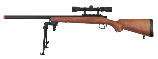 AGM MP001AAB Bolt Action Sniper Rifle w/ Scope & Bi-Pod (COLOR: WOOD)