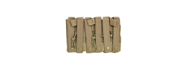 Vism Molle Triple M4/M16 Rifle Mag Pouch W/ Retention Straps - Tan