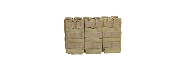 Vism Molle Triple M4/M16 Rifle Mag Pouch W/ Retention Straps - Tan