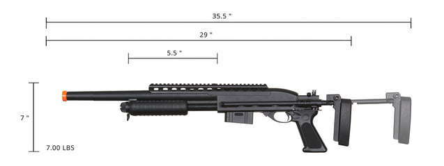 Airsoft Gun A&K Bravo Full Metal M870 Tactical Tac Shot Airsoft Shotgun (Color: Black)