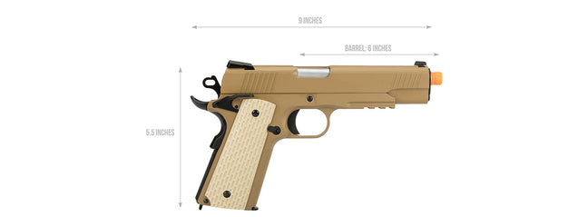 WE Tech Kimber Style 1911 Gas Blowback Airsoft Pistol (Tan)