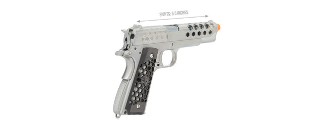 WE Tech 1911 Hex Cut Gen. 2 Gas Blowback Airsoft Pistol (SILVER)