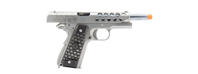 WE Tech 1911 Hex Cut Gen. 2 Gas Blowback Airsoft Pistol (SILVER)