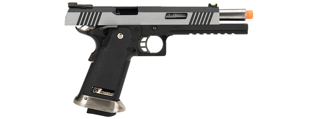 WE Tech 1911 Hi-Capa T-Rex Competition Gas Blowback Airsoft Pistol W/ Sight Mount (Two Tone / Silver)