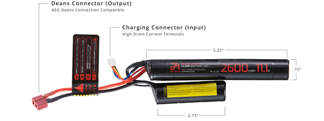 Zion Arms 11.1v 2600mAh Lithium-Ion Nunchuck Battery (Deans Connector)