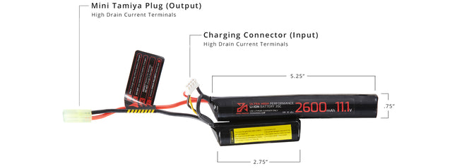 Zion Arms 11.1v 2600mAh Lithium-Ion Nunchuck Battery (Tamiya Connector)